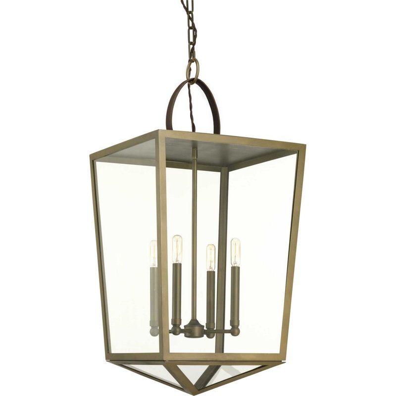 Point Dume-Shearwater Four Light Foyer Pendant in Aged Brass