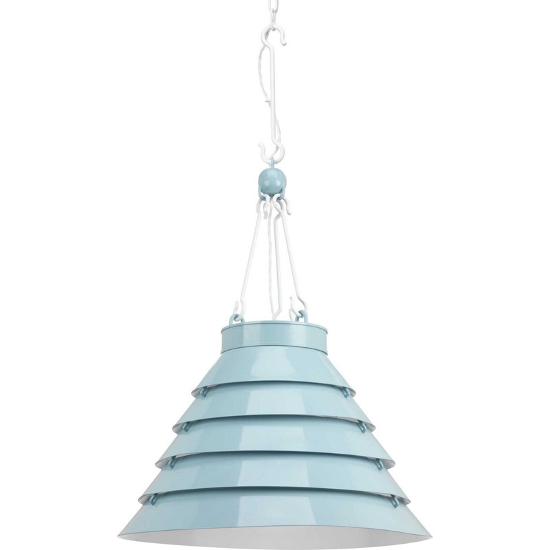 Point Dume-Surfrider Three Light Pendant in Matte Blue Enamel