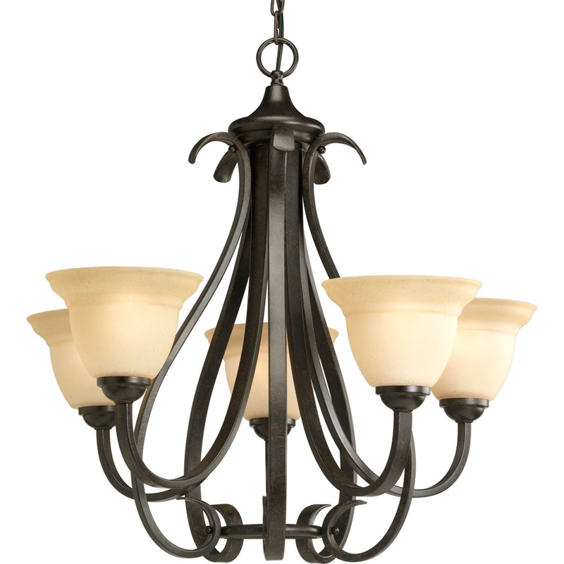 Torino Five Light Chandelier in Forged Bronze