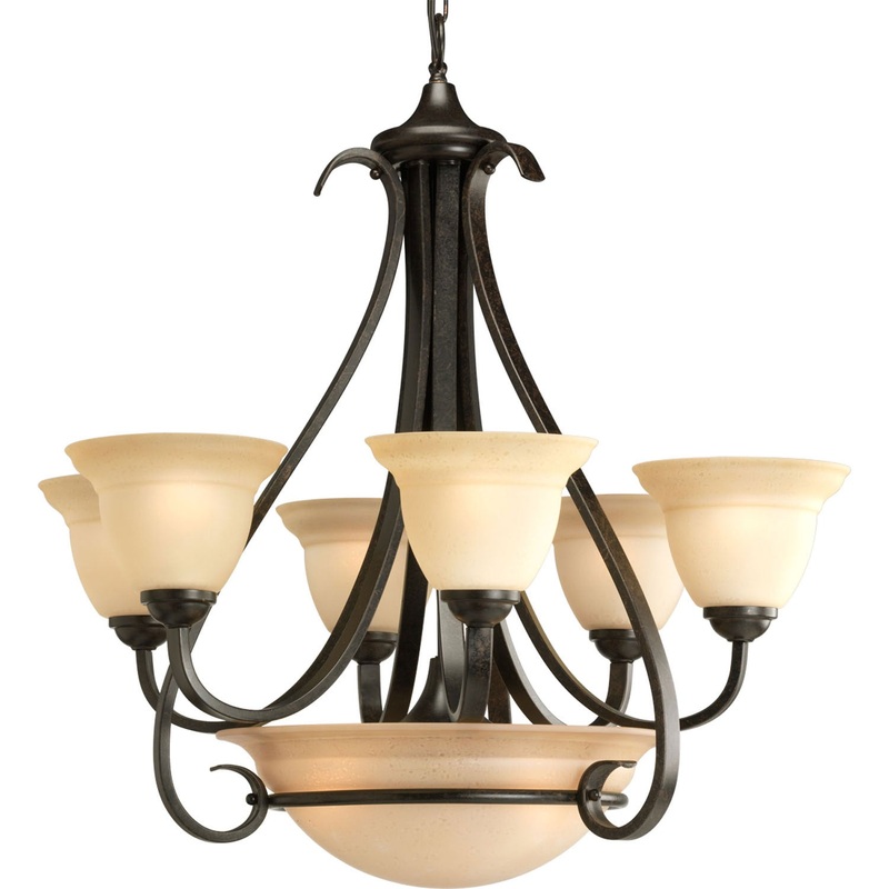 Torino Six Light Chandelier in Forged Bronze