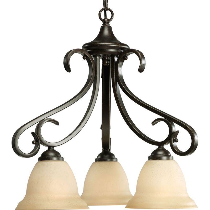 Torino Three Light Chandelier in Forged Bronze