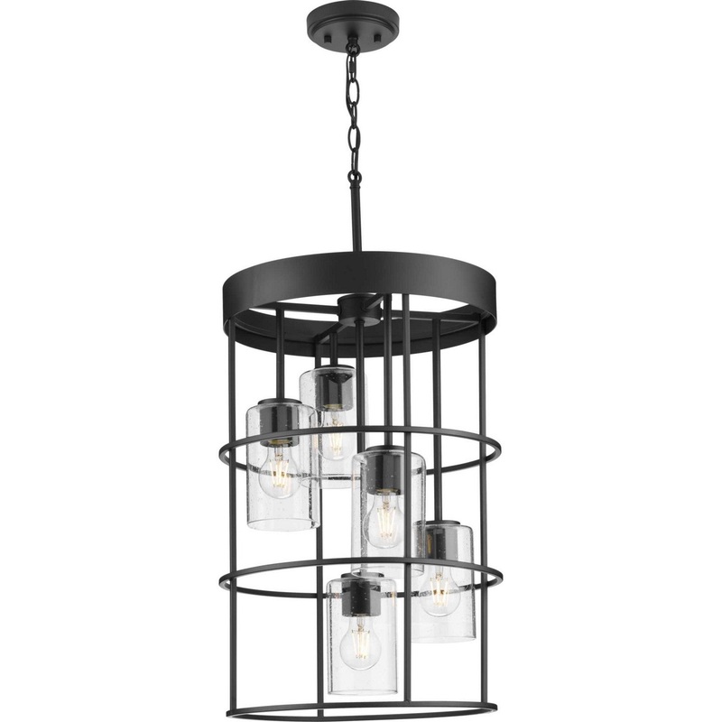 Burgess Five Light Hall & Foyer Light in Matte Black