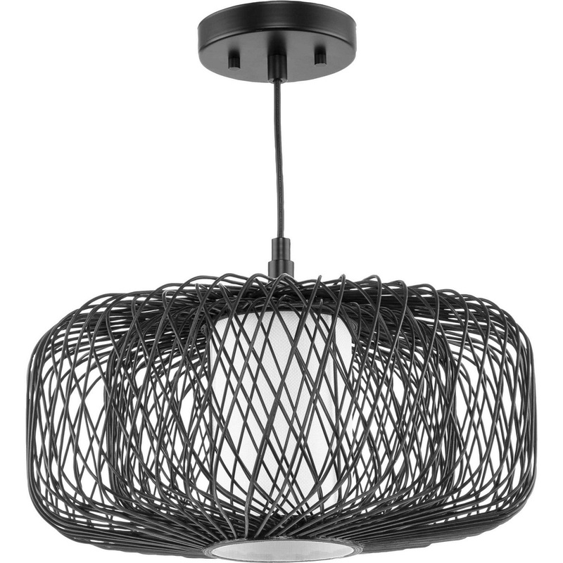 Cordova One Light Pendant in Black Rattan