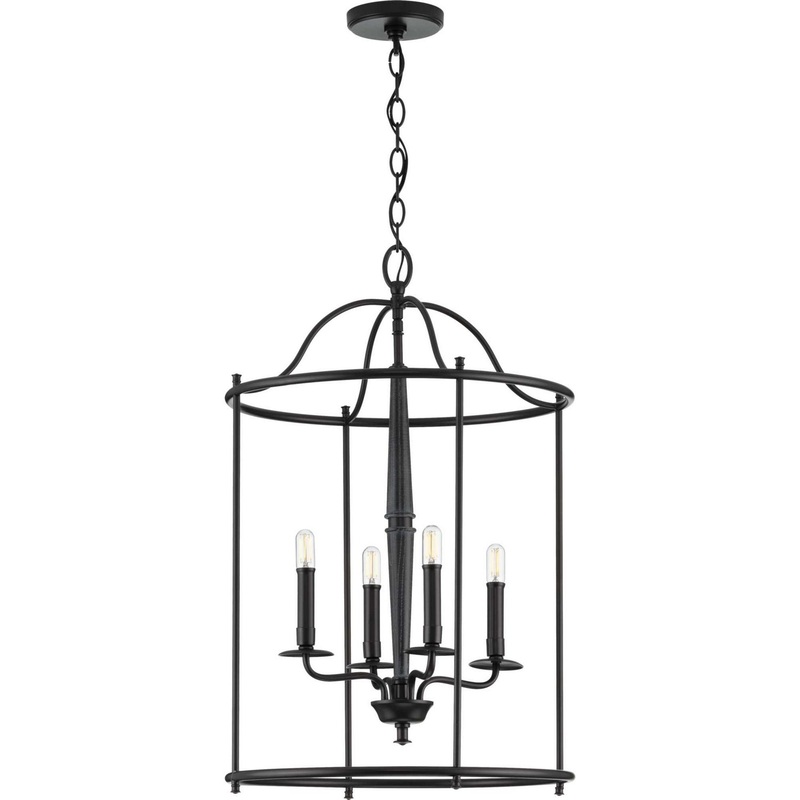 Durrell Four Light Foyer Pendant in Black