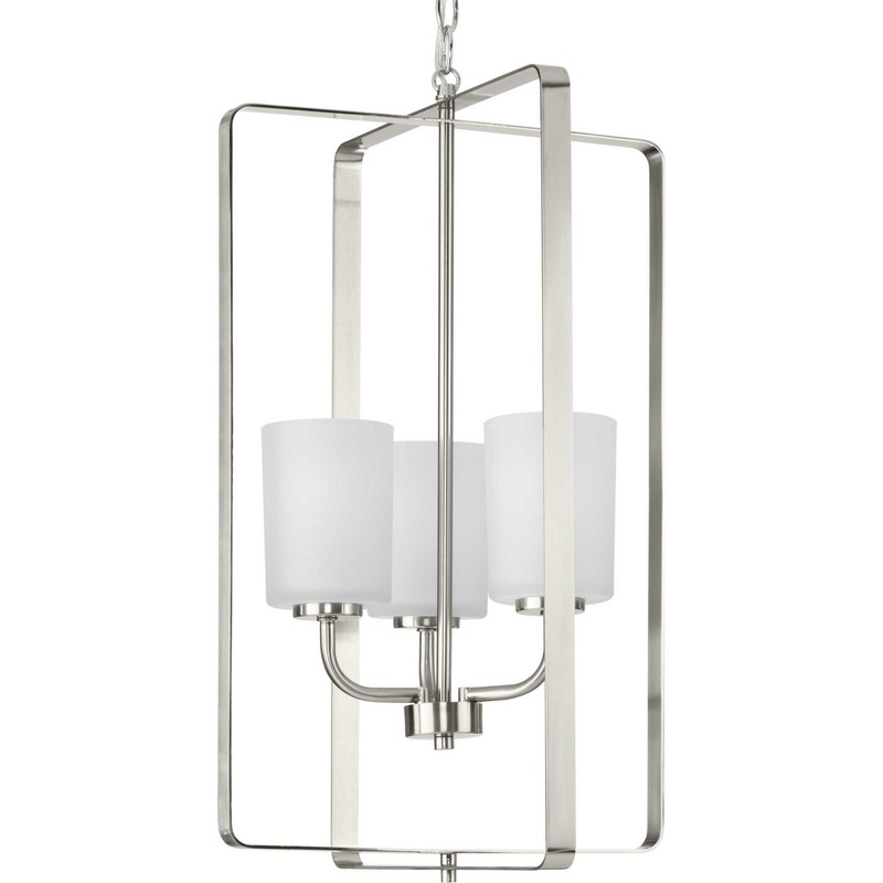 League Three Light Foyer Pendant in Brushed Nickel