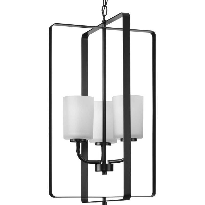 League Three Light Foyer Pendant in Matte Black