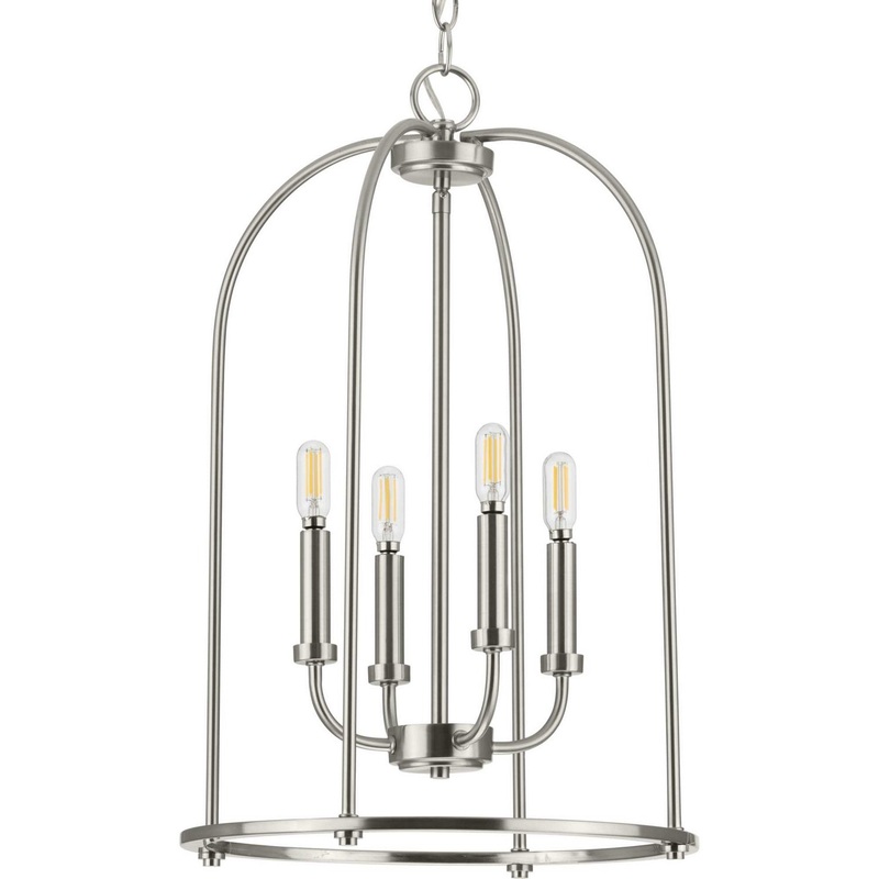 Leyden Four Light Foyer Pendant in Brushed Nickel