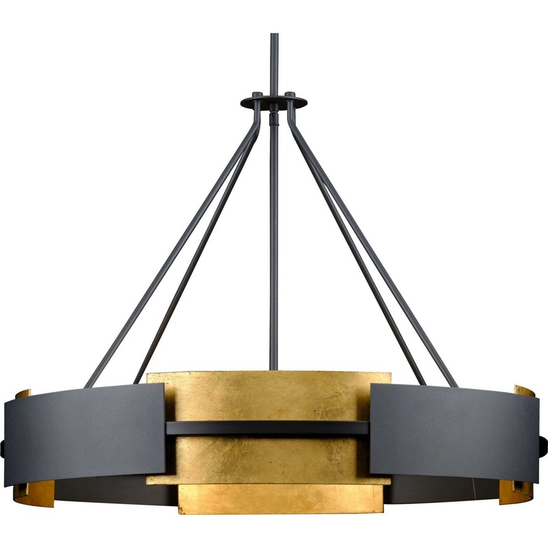 Lowery Six Light Pendant in Textured Black