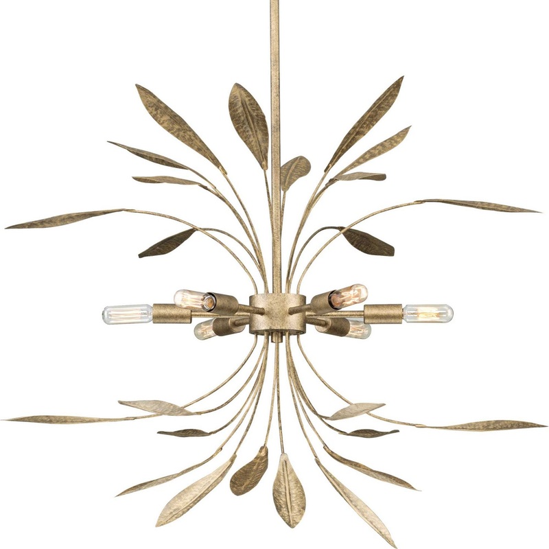 Mariposa Six Light Pendant in Antique Gold