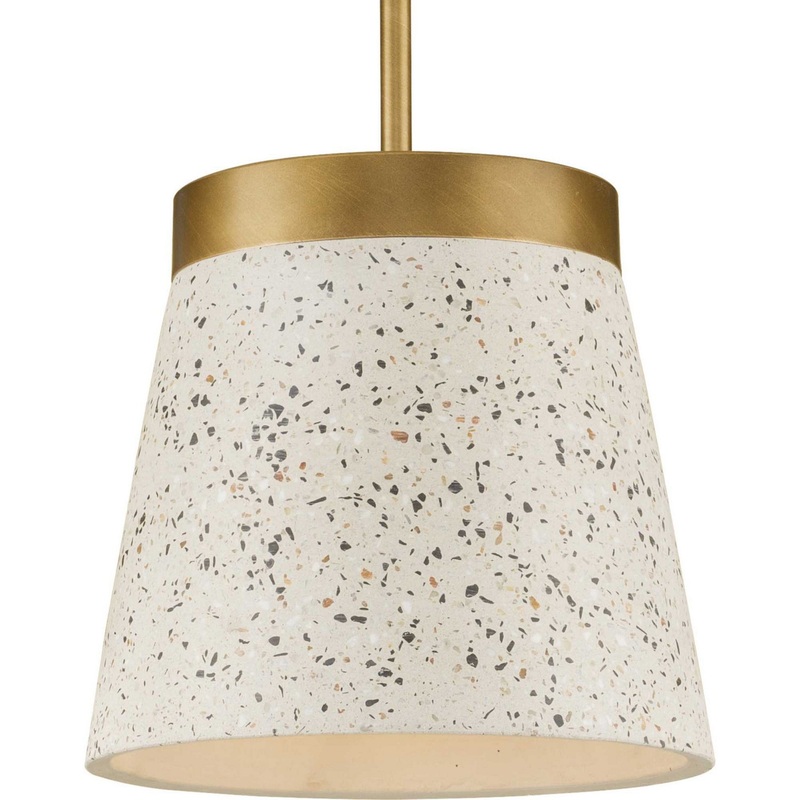 Terrazzo One Light Pendant in Distressed Brass