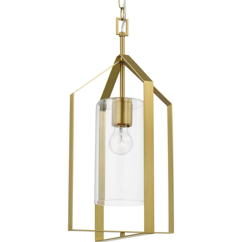 Vertex One Light Foyer Pendant in Brushed Gold