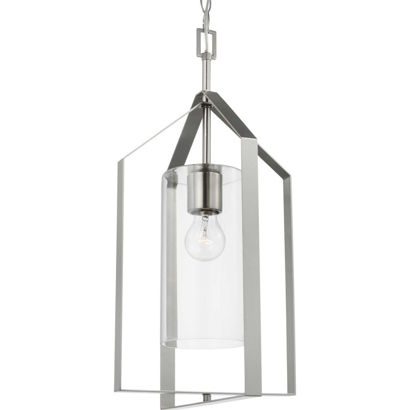 Vertex One Light Foyer Pendant in Brushed Nickel