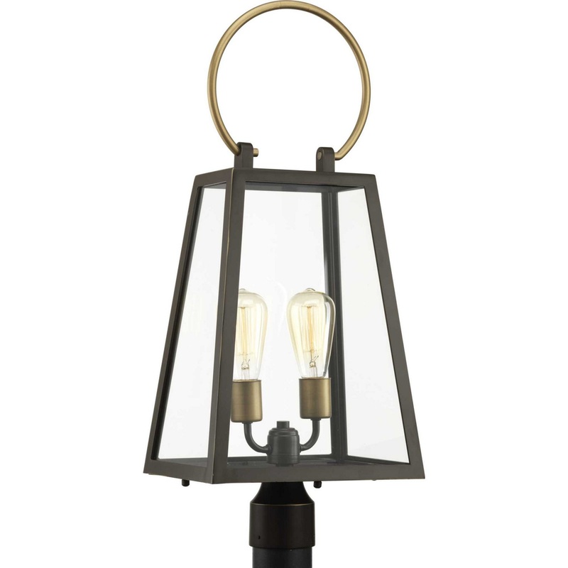 Barnett Two Light Post Lantern in Antique Bronze