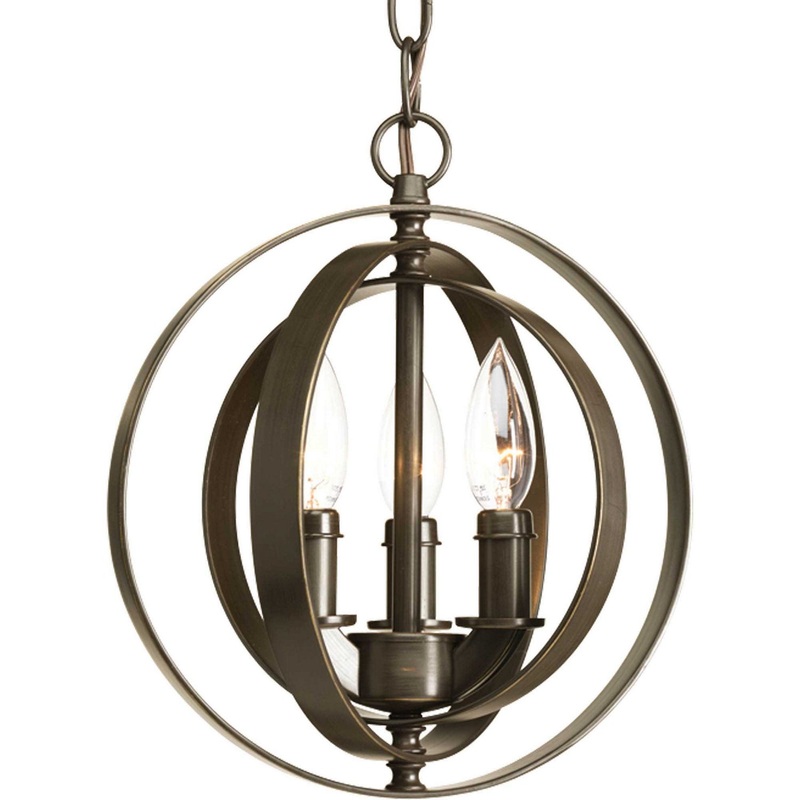Equinox Three Light Pendant in Antique Bronze