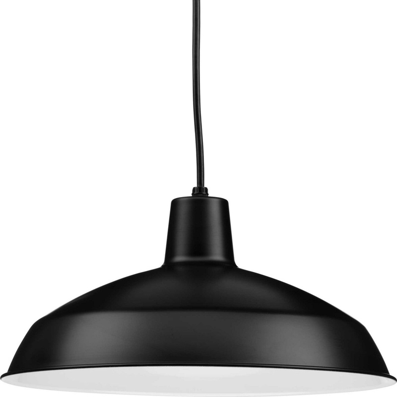 Metal Shade Pendant One Light Pendant in Black