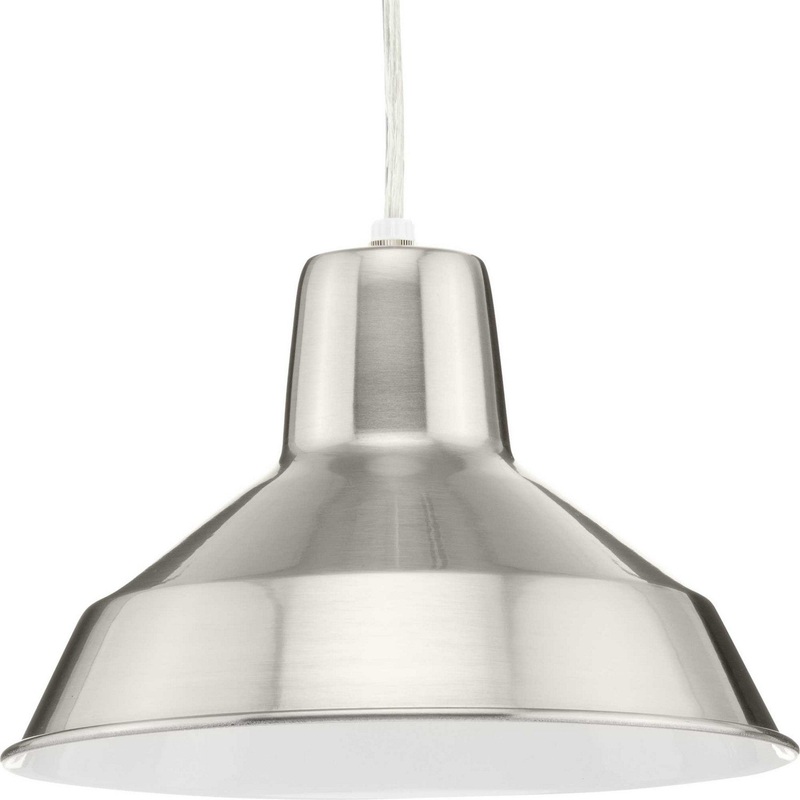 Metal Shade Pendant One Light Pendant in Brushed Nickel