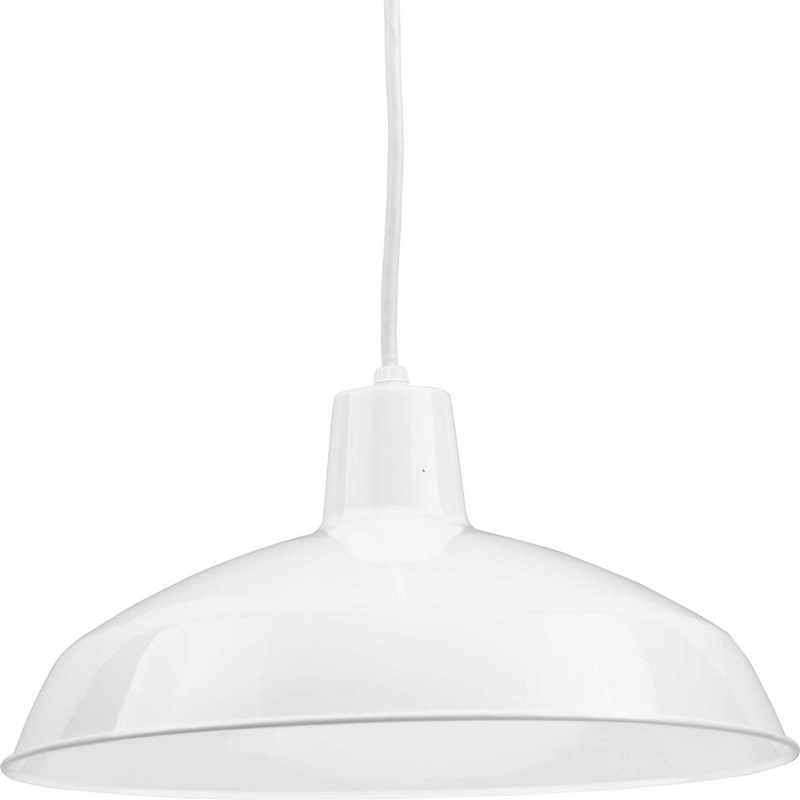Metal Shade Pendant One Light Pendant in White