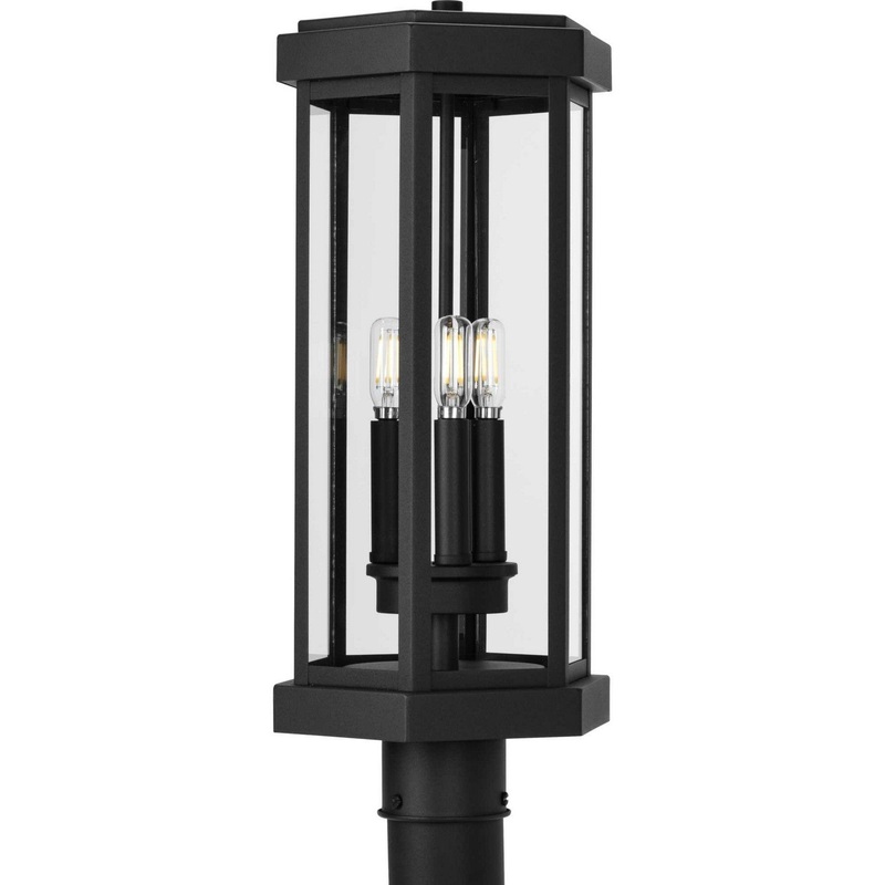 Ramsey Three Light Outdoor Post Lantern in Black