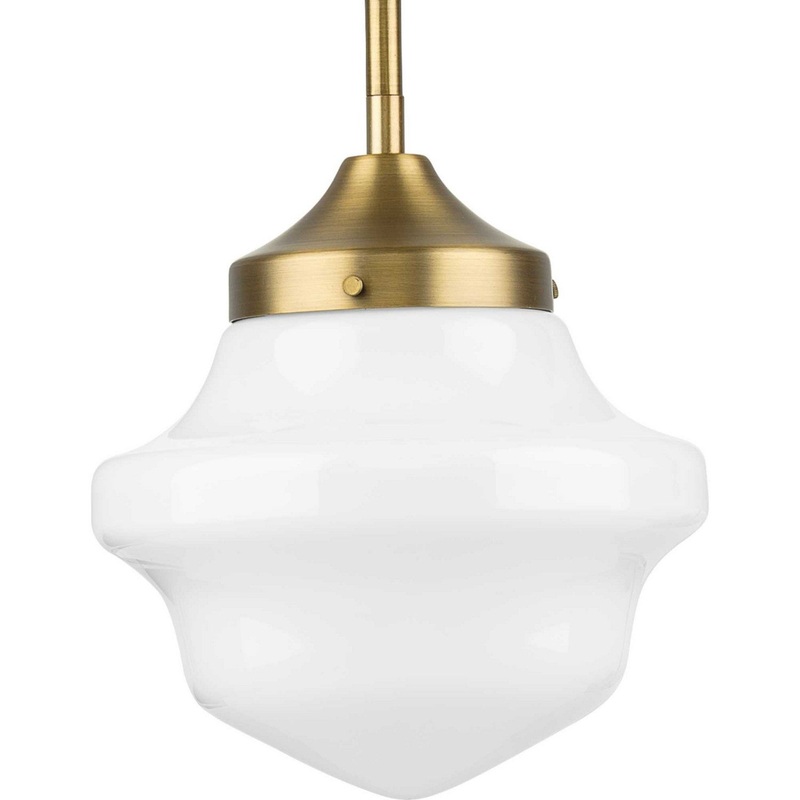 School House One Light Pendant in Vintage Brass