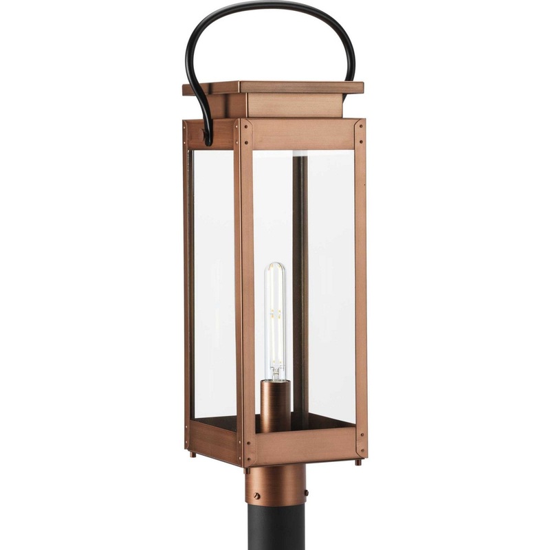 Union Square One Light Outdoor Post Lantern in Antique Copper (Painted)