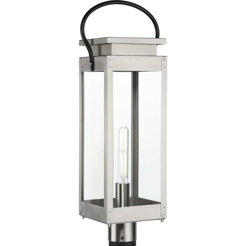 Union Square One Light Post Lantern in Stainless Steel