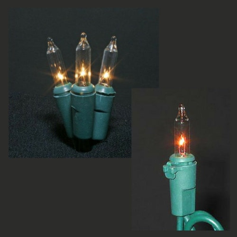 35Lt Mini 5" Spacing 15' Green Cord Clear Bulbs Lamp Lock E/E Connector Ul