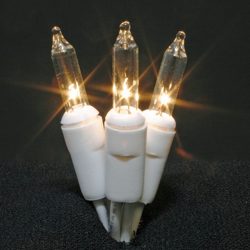 35Lt Minilights 5" Spacing White Cord Clear Bulbs 15' E/E Connector Ul