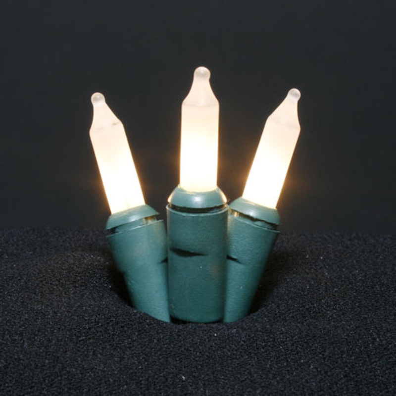 50Lt Minilights 5" Spacing Green Cord Amber Bulbs 21' E/E Connector