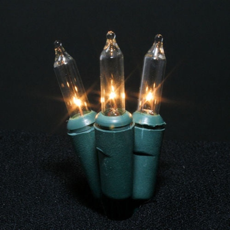 50Lt Minilights 6" Spacing Green Cord Clear Bulbs