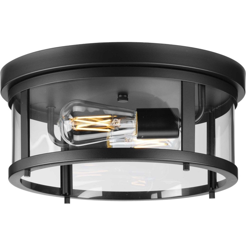 Gunther Two Light Outdoor Flush Mount in Matte Black