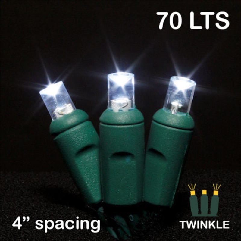 LED 70LT TWINKLE Polka Dot Light String - Green Wire - Pack of 1 or 24 String