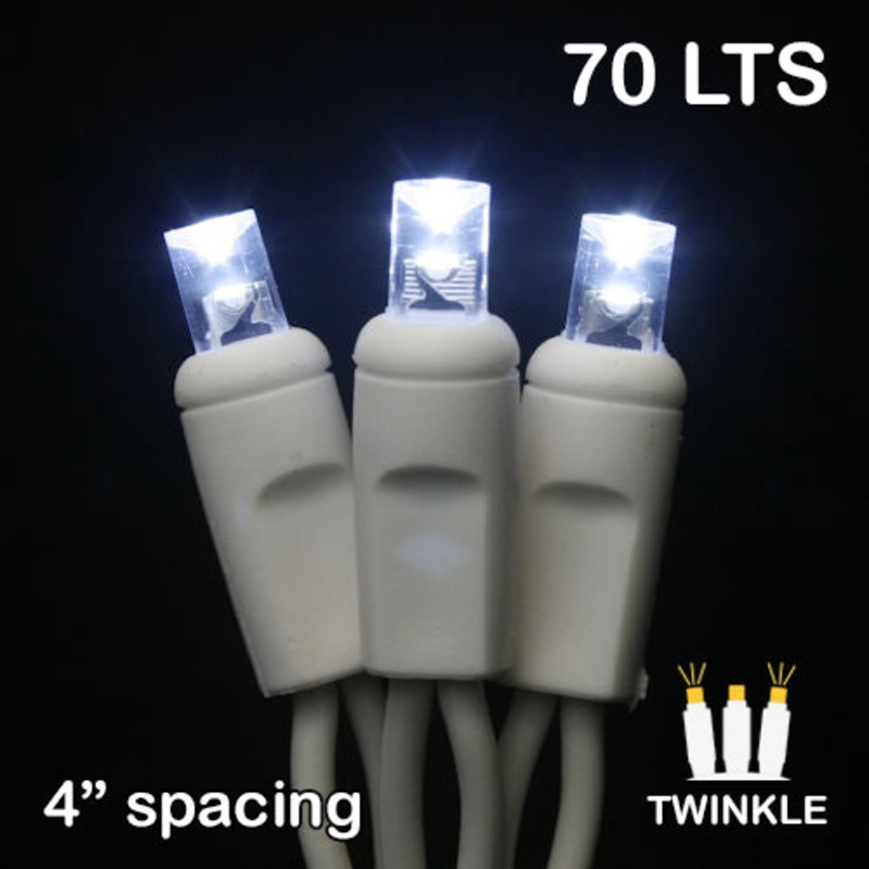 LED 70LT TWINKLE Polka Dot Light String - White Wire - Pack of 1 or 24 String