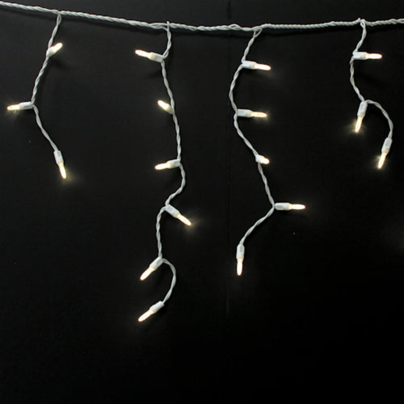 LED Icicle (M6 Style) Light String - White Wire - Pack of 1 or 24 String