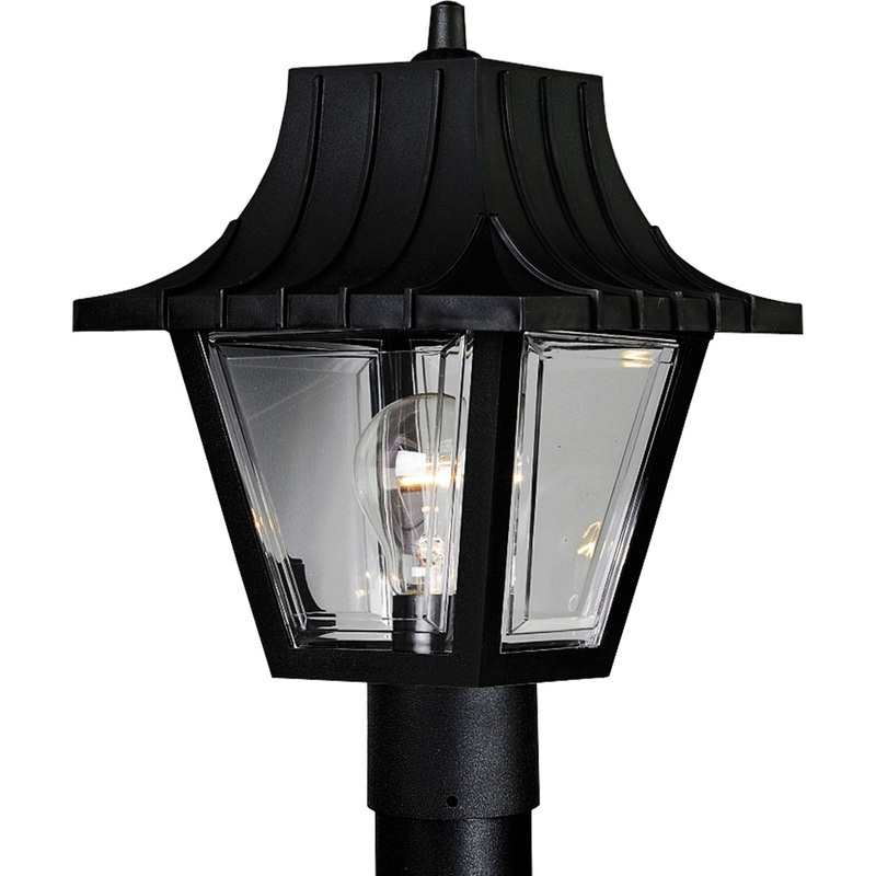 Mansard One Light Post Lantern in Textured Black