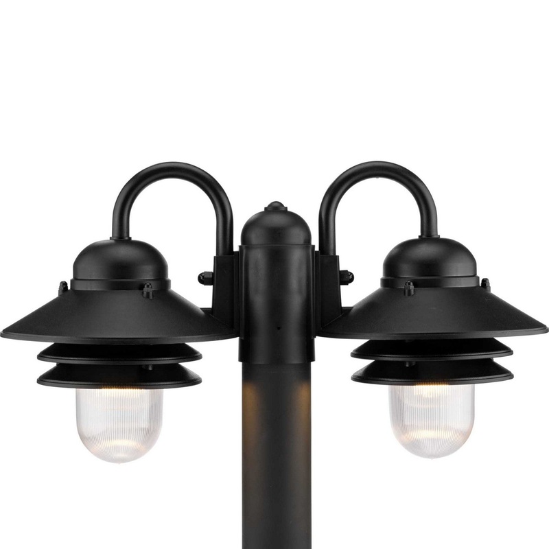 Newport Two Light Post Lantern in Textured Black