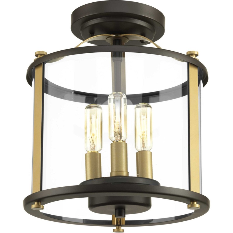Squire Three Light Semi-Flush convertible in Antique Bronze