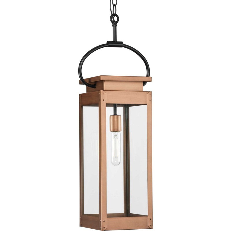 Union Square One Light Outdoor Hanging Wall Lantern in Antique Copper (Painted)