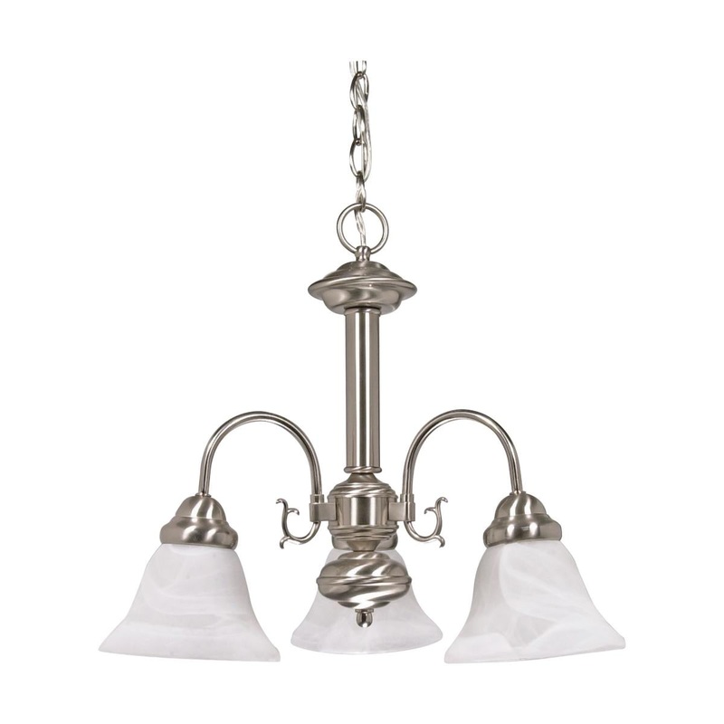Ballerina - 3 Light Chandelier with Alabaster Glass - Brushed Nickel Finish