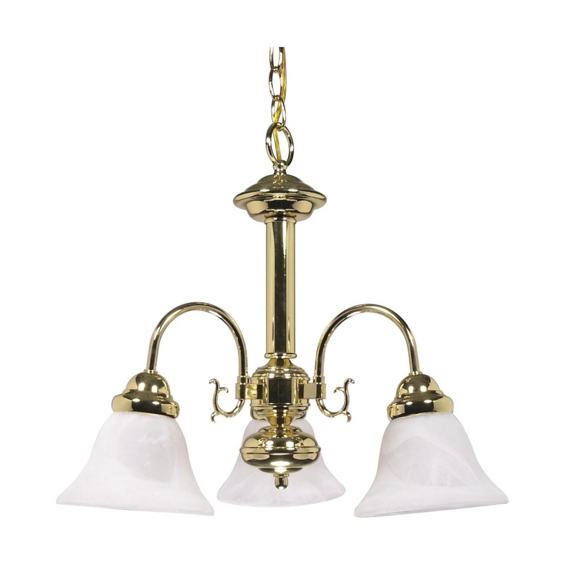 Ballerina - 3 Light Chandelier with Alabaster Glass - Polished Brass Finish