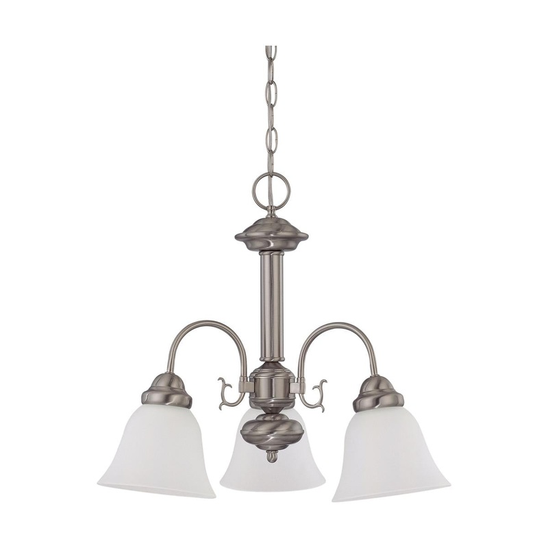 Ballerina - 3 Light Chandelier with Frosted White Glass - Brushed Nickel Finish