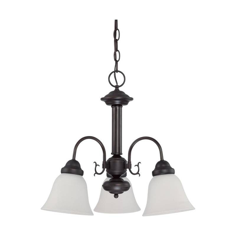 Ballerina - 3 Light Chandelier with Frosted White Glass - Mahogany Bronze Finish