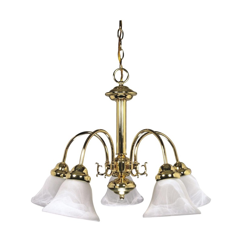 Ballerina - 5 Light Chandelier with Alabaster Glass - Polished Brass Finish