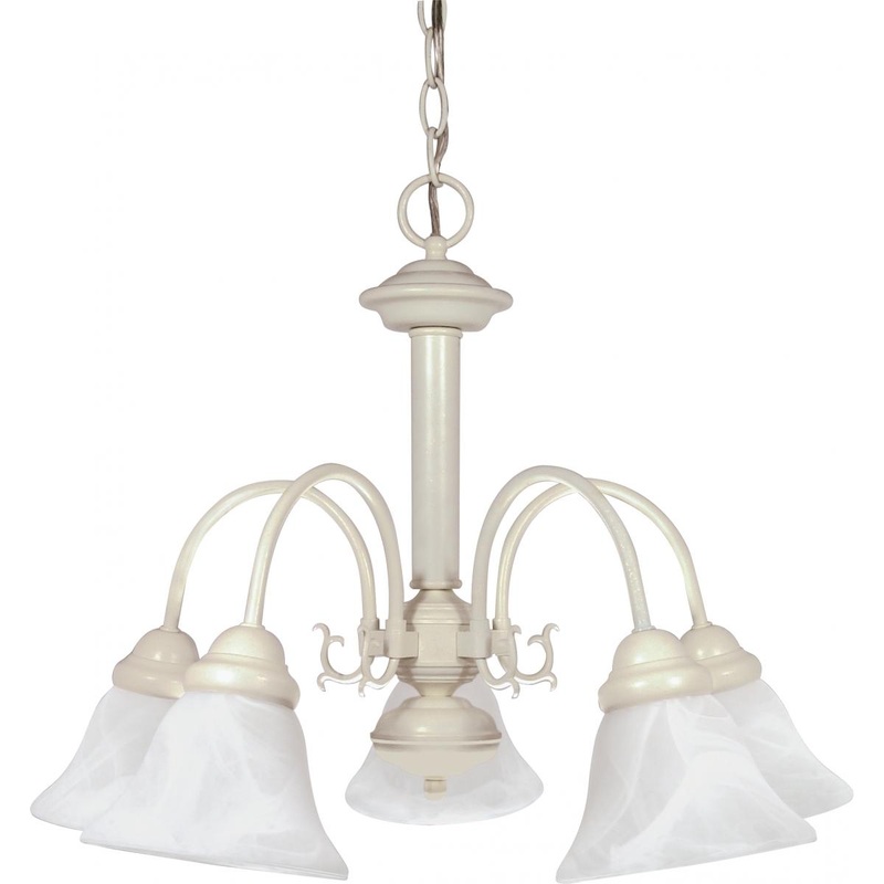 Ballerina - 5 Light Chandelier with Alabaster Glass - Textured White Finish