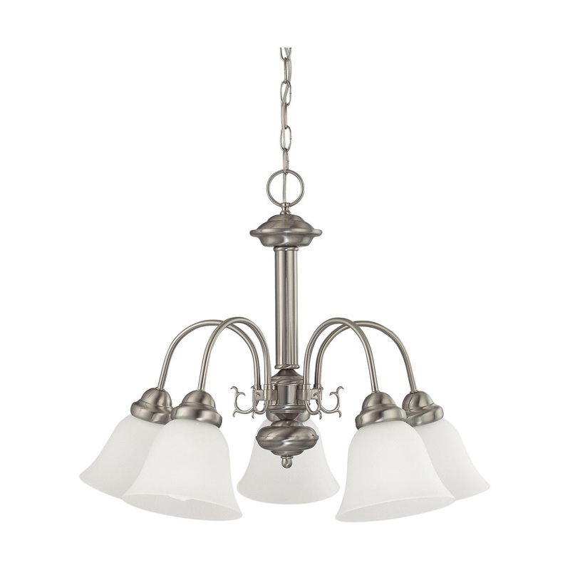 Ballerina - 5 Light Chandelier with Frosted White Glass - Brushed Nickel Finish