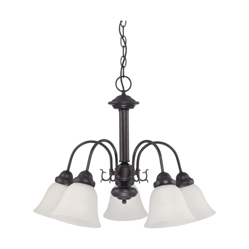 Ballerina - 5 Light Chandelier with Frosted White Glass - Mahogany Bronze Finish