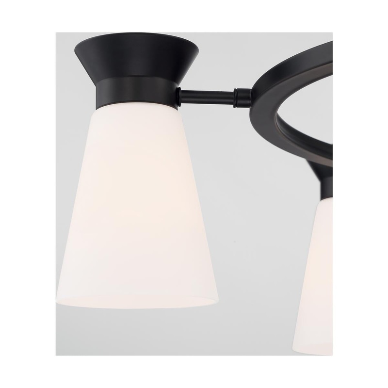 Caleta - 5 Light Chandelier with Cylindrical Glass - Black Finish