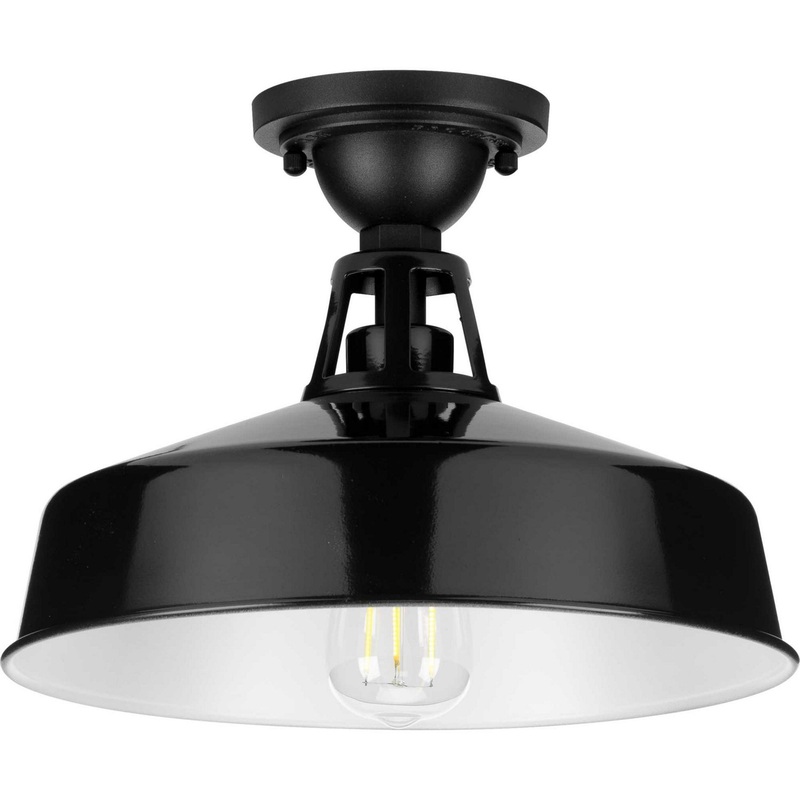 Cedar Springs One Light Semi Flush Mount in Black
