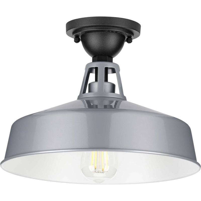 Cedar Springs One Light Semi Flush Mount in Metallic Gray