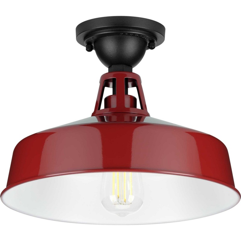 Cedar Springs One Light Semi Flush Mount in Red