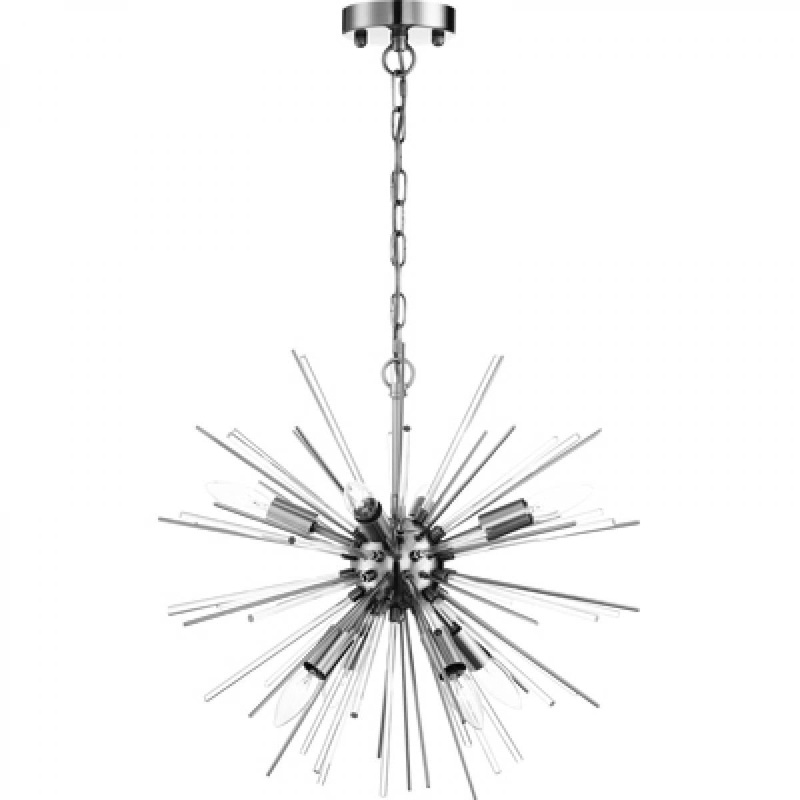 Cirrus - 8 Light Chandelier - with Glass Rods - Polished Nickel Finish